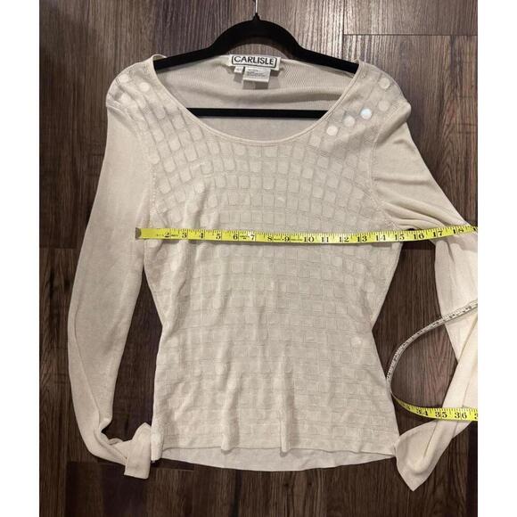 CARLISLE Cream Embellished Long Sleeve Sweater sz L - Picture 2 of 5